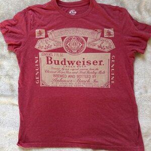 Budweiser King Of Beers Tshirt Men's Large L  Lager Short Sleeve  Red
